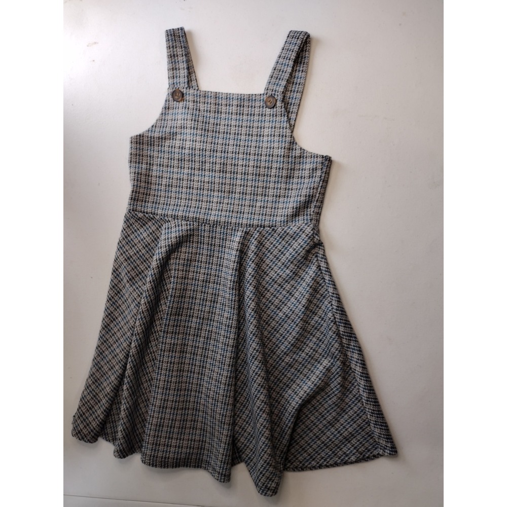 Beautees Kids Plaid Pinafore‎ Dress Brown Blue Size 12